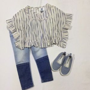 Old Navy 2 Tone Jeans, Bohemian Top, & Shoes 2T